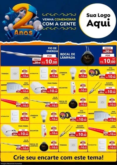 Modelo de Encarte para Encarte A4 Vertical com o tema Aniversário de 2 anos para Materiais Elétricos