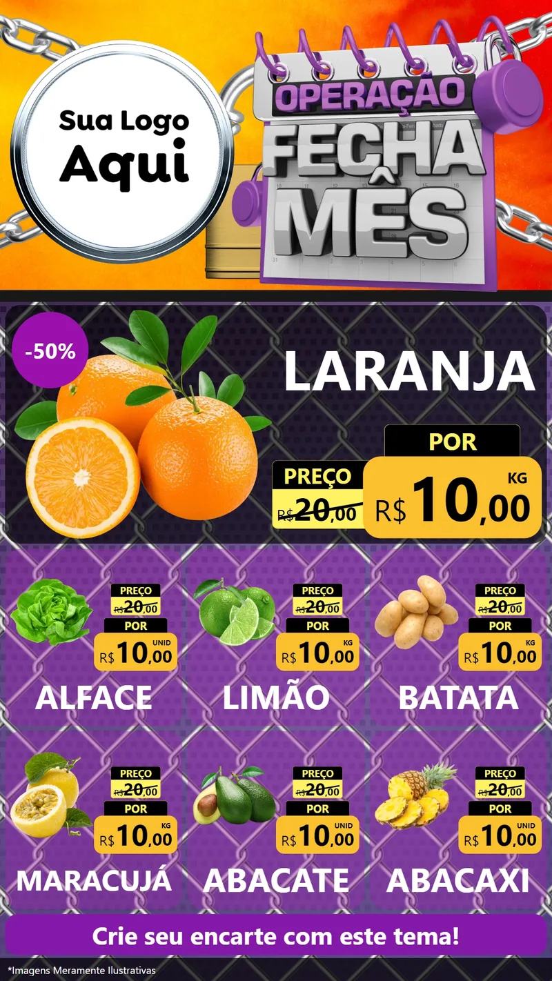 Modelo de Rede Social para Stories com o tema Operação Fecha Mês para Hortifrúti