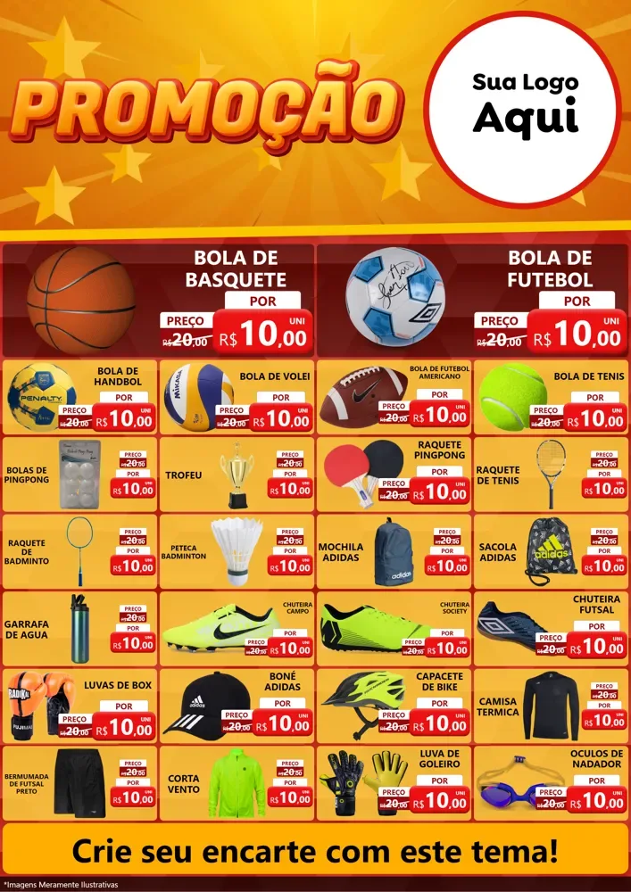 Modelo de Encarte para Encarte A4 Vertical com o tema Promoção para Artigos Esportivos