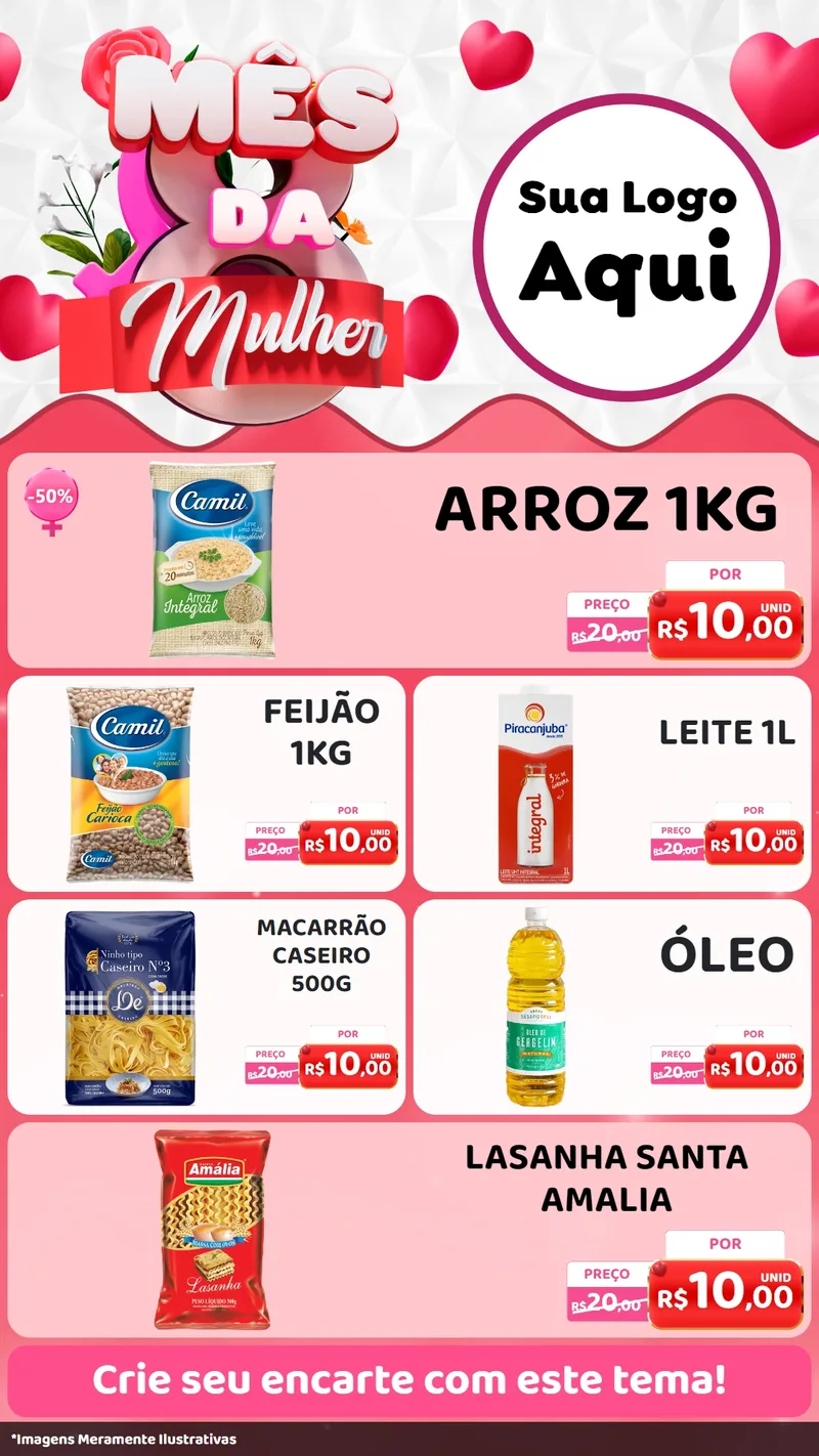 Modelo de TV para TV Vertical com o tema Mês da Mulher para Supermercado