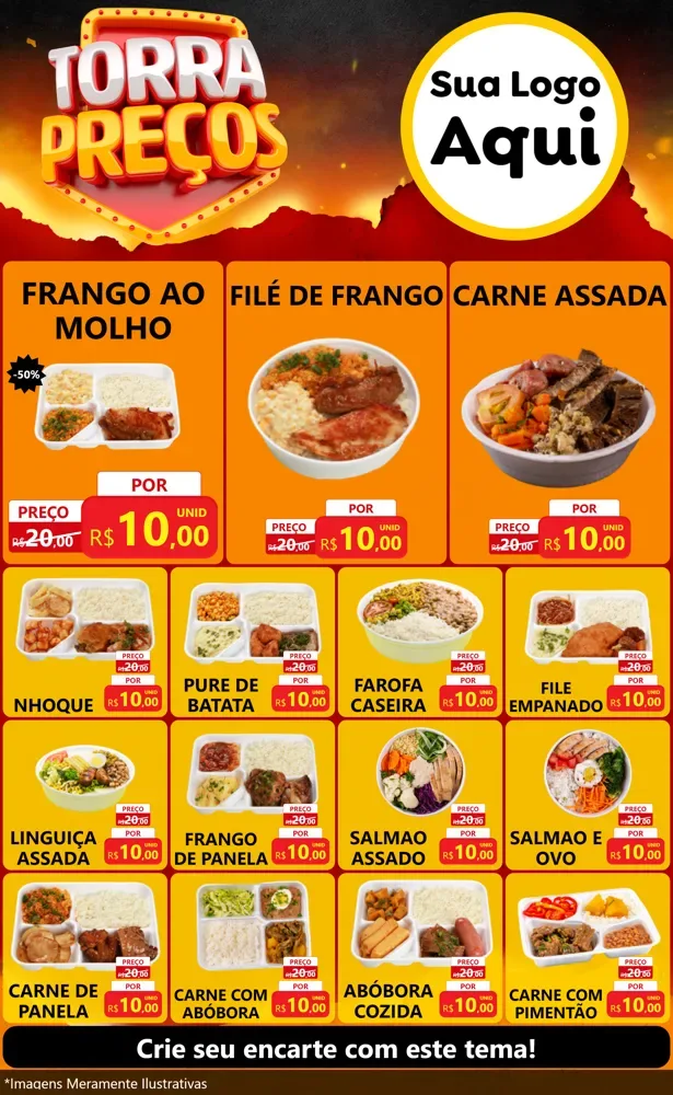 Modelo de Encarte para Encarte Grande com o tema Torra Preços para Restaurante