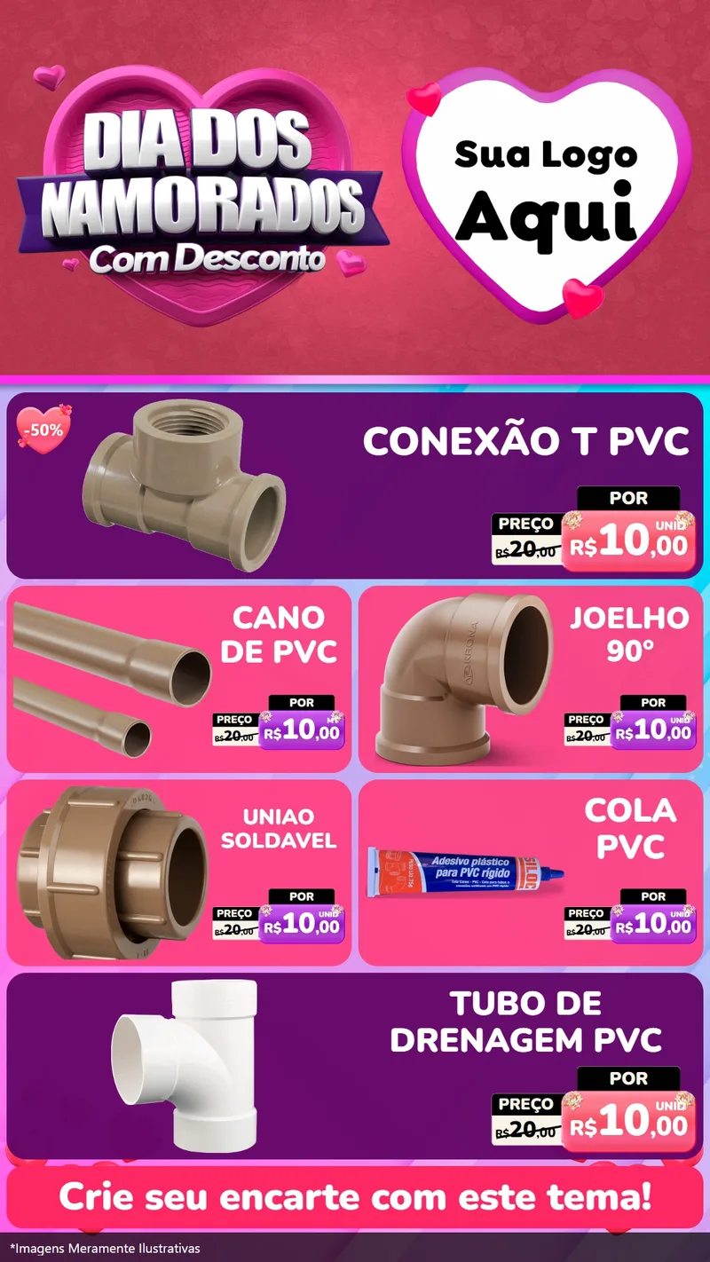 Modelo de TV para TV Vertical com o tema Dia Dos Namorados Com Desconto para Tubos e conexões