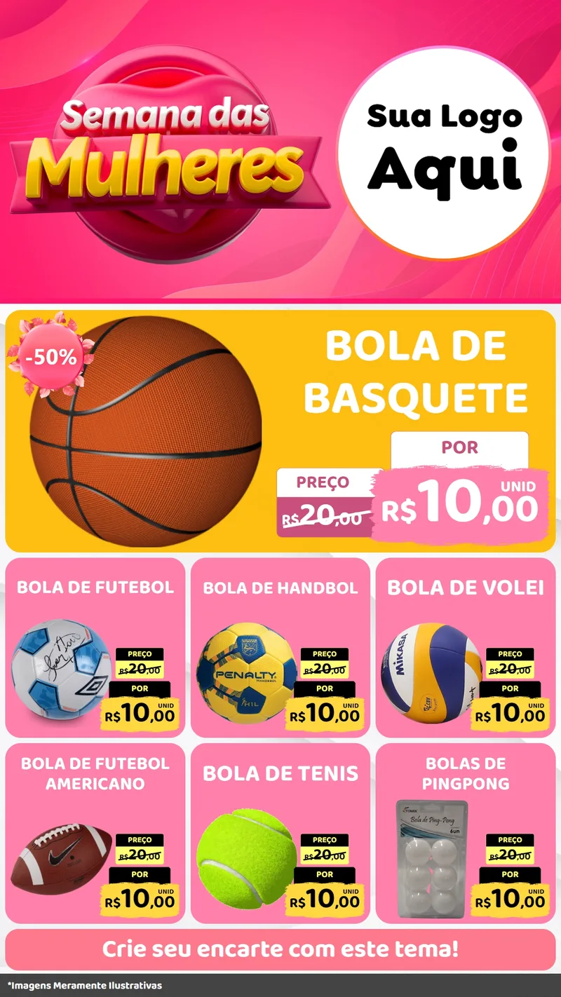Modelo de Rede Social para Stories com o tema Semana das Mulheres para Artigos Esportivos