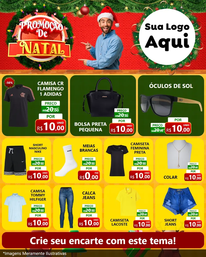 Modelo de Rede Social para Feed Instagram com o tema Promoção de Natal para Roupas e acessórios