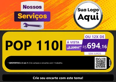 Modelo de Cartaz para Cartaz A4 Horizontal com o tema Nossos Serviços para Concessionaria de Motos