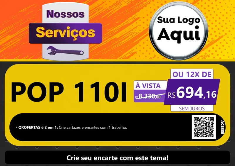 Modelo de Cartaz para Cartaz A4 Horizontal com o tema Nossos Serviços para Concessionaria de Motos