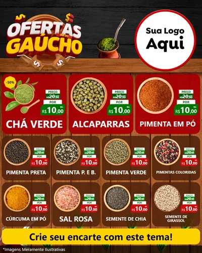 Modelo de Rede Social para Feed Instagram com o tema Ofertas Dia do Gaúcho para Produtos Naturais