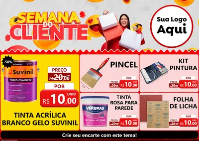 Modelo de Encarte para Encarte A4 Horizontal com o tema Semana do Cliente para Tintas e Ferramentas