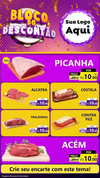 Modelo de TV para TV Vertical com o tema Bloco do Descontão para Açougue