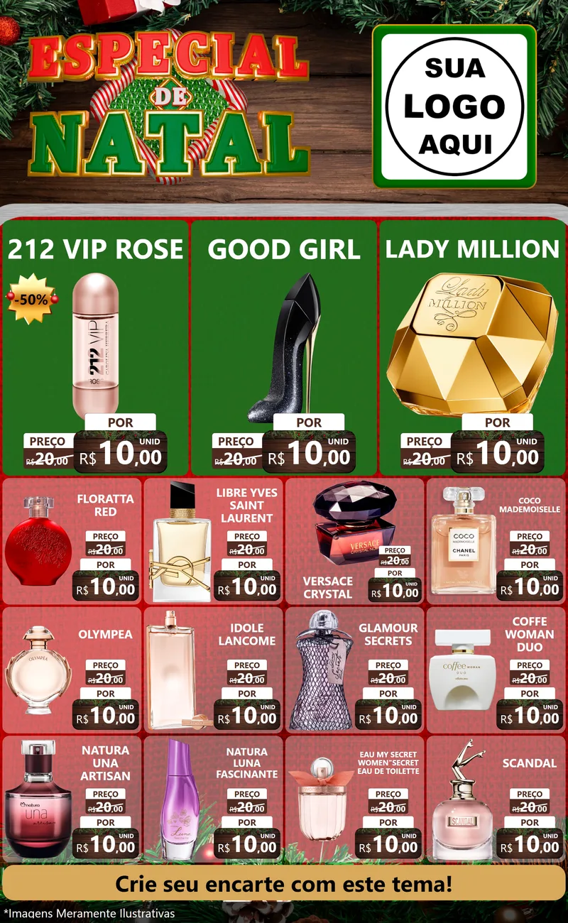 Modelo de Encarte para Encarte Grande com o tema Especial de Natal para Perfumes