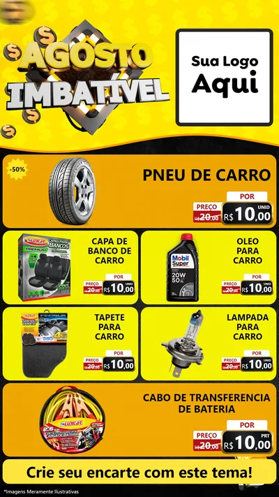 Modelo de TV para TV Vertical com o tema Agosto Imbatível para Auto peças