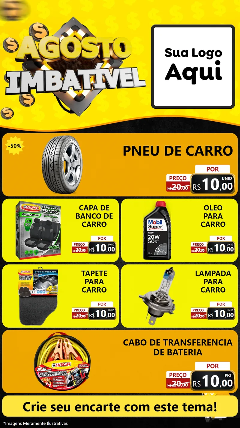 Modelo de TV para TV Vertical com o tema Agosto Imbatível para Auto peças