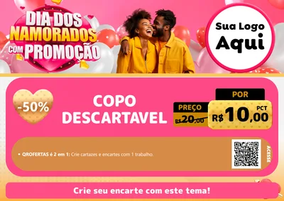 Modelo de Cartaz para Cartaz A4 Horizontal com o tema Dia dos Namorados com Promoção para Embalagens