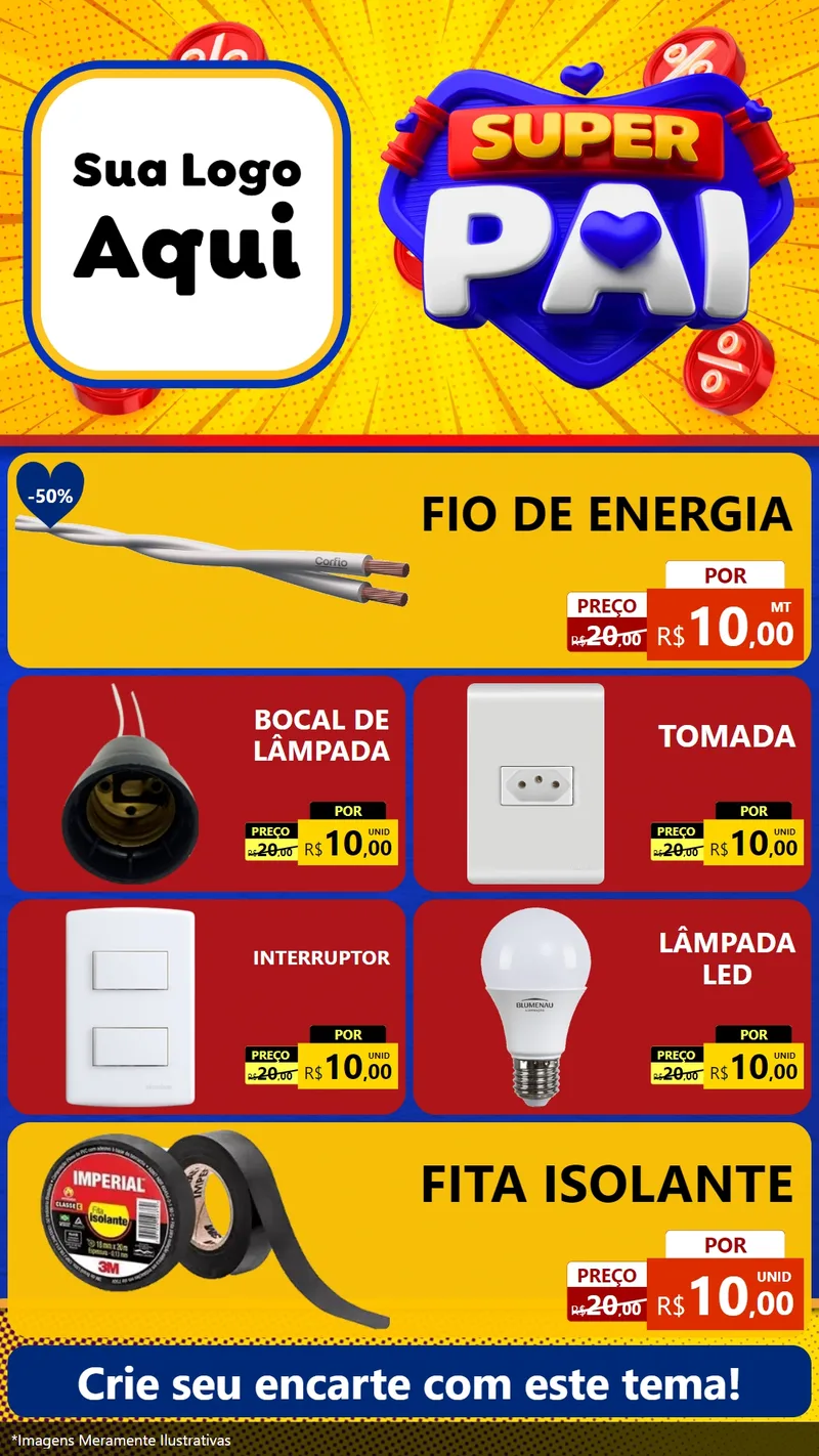 Modelo de TV para TV Vertical com o tema Super Pai para Materiais Elétricos
