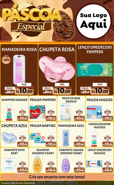 Modelo de Encarte para Encarte Grande com o tema Páscoa Especial para Bebês