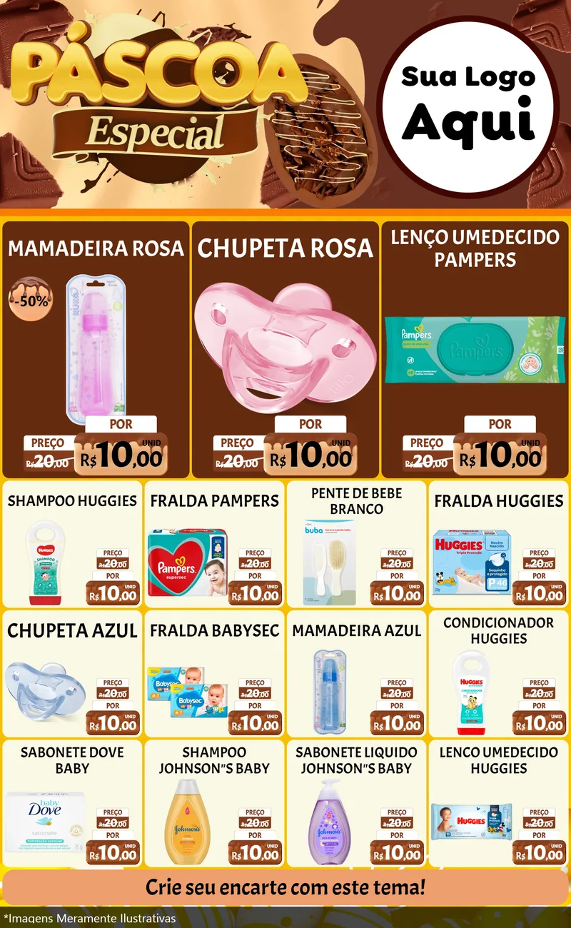 Modelo de Encarte para Encarte Grande com o tema Páscoa Especial para Bebês