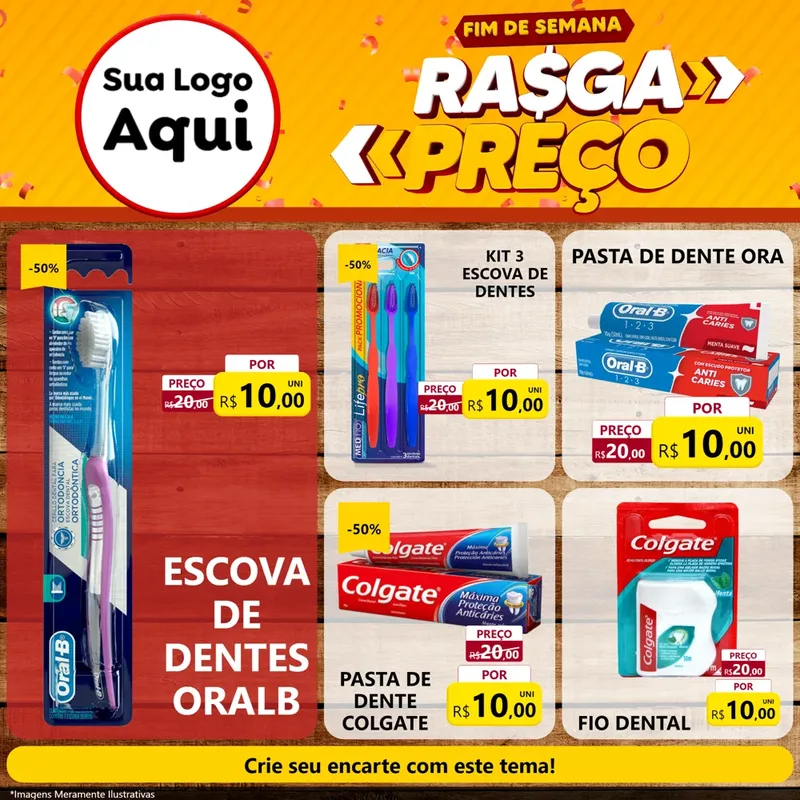 Modelo de Rede Social para Feed Facebook com o tema Fim de Semana Rasga Preços para Higiene Pessoal