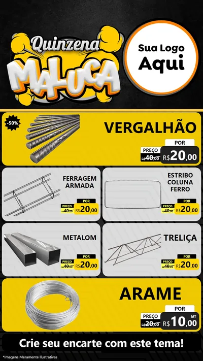 Modelo de TV para TV Vertical com o tema Quinzena Maluca para Ferragens