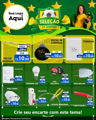 Modelo de Rede Social para Feed Instagram com o tema Seleção de Ofertas - Copa para Materiais Elétricos