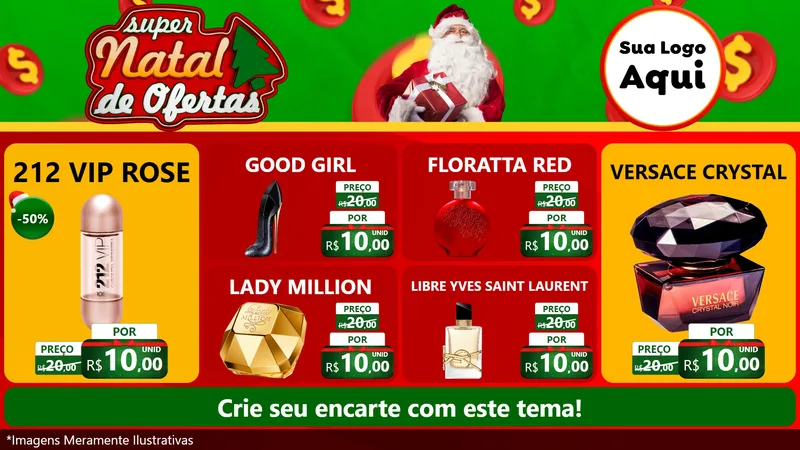 Modelo de TV para TV Horizontal com o tema Super Natal de Ofertas para Perfumes