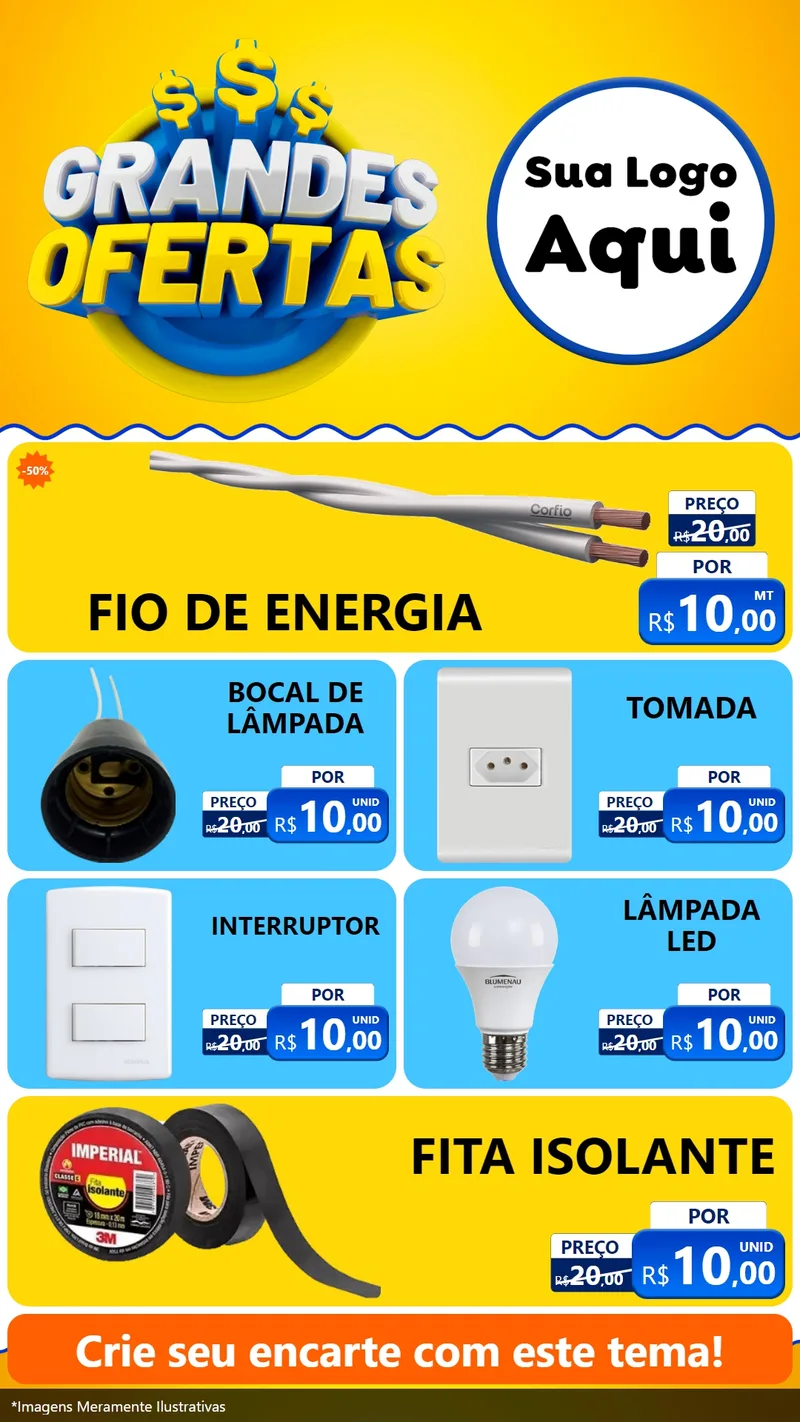 Modelo de TV para TV Vertical com o tema Grandes Ofertas para Materiais Elétricos