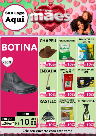 Modelo de Encarte para Encarte A4 Vertical com o tema Dia das Mães para Agropecuária