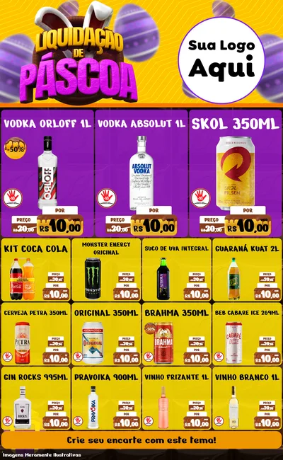 Modelo de Encarte para Encarte Grande com o tema Liquidação de Páscoa para Distribuidora de bebidas