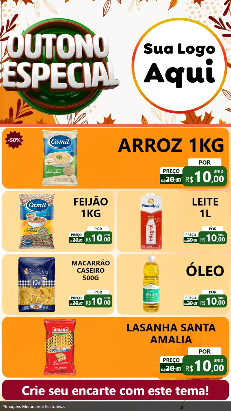 Modelo de TV para TV Vertical com o tema Outono Especial para Supermercado