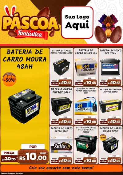 Modelo de Encarte para Encarte A4 Vertical com o tema Páscoa Fantástica para Baterias Elétricas