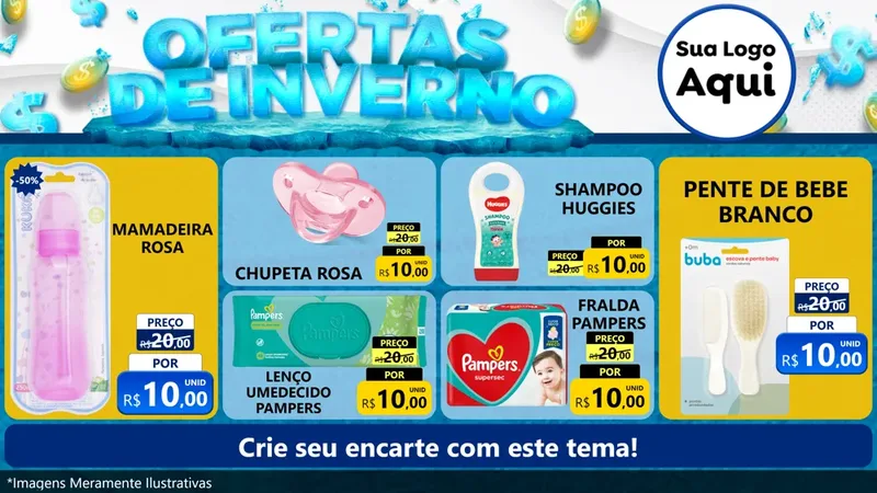 Modelo de TV para TV Horizontal com o tema Ofertas de Inverno para Bebês