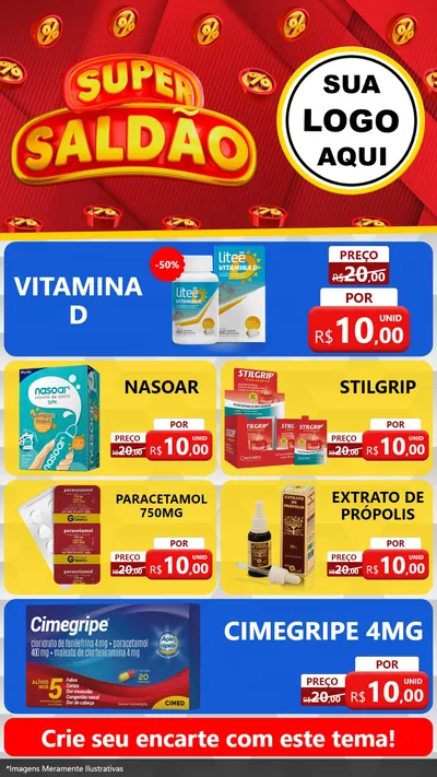 Modelo de TV para TV Vertical com o tema Super Saldão para Farmácia