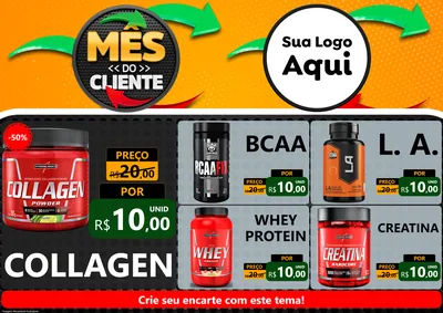 Modelo de Encarte para Encarte A4 Horizontal com o tema Mês do Cliente para Suplementos alimentares