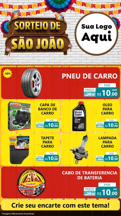 Modelo de TV para TV Vertical com o tema Sorteio de São João para Auto peças
