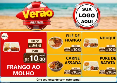 Modelo de Encarte para Encarte A4 Horizontal com o tema Verão Imbatível para Restaurante
