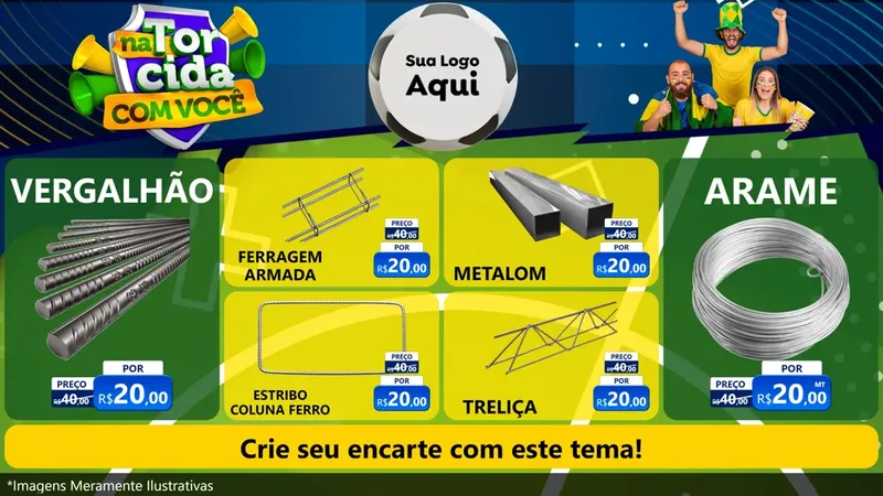 Modelo de TV para TV Horizontal com o tema Na Torcida Com Você - Copa para Ferragens