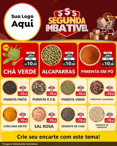 Modelo de Rede Social para Feed Instagram com o tema Segunda Imbatível para Produtos Naturais