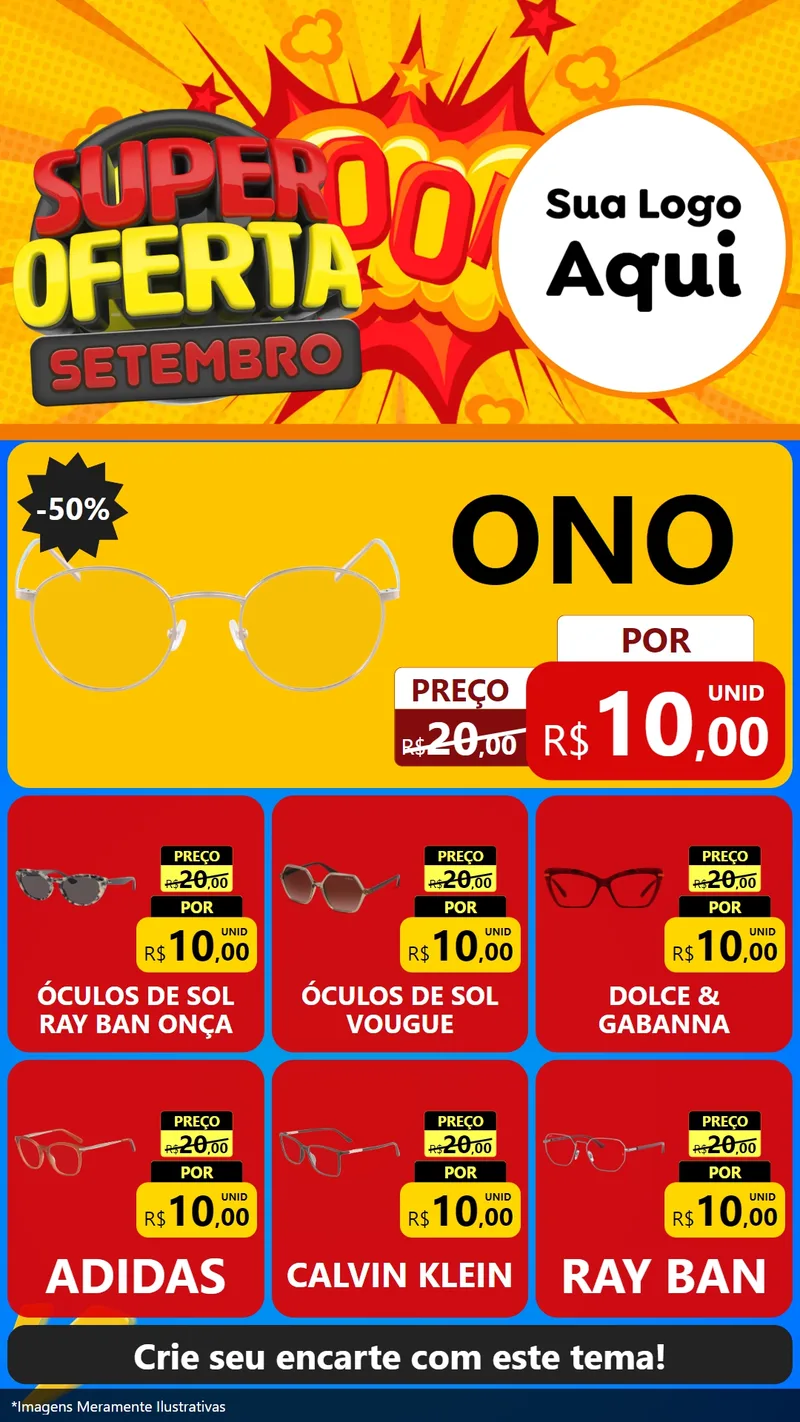 Modelo de Rede Social para Stories com o tema Super Oferta Setembro para Óticas