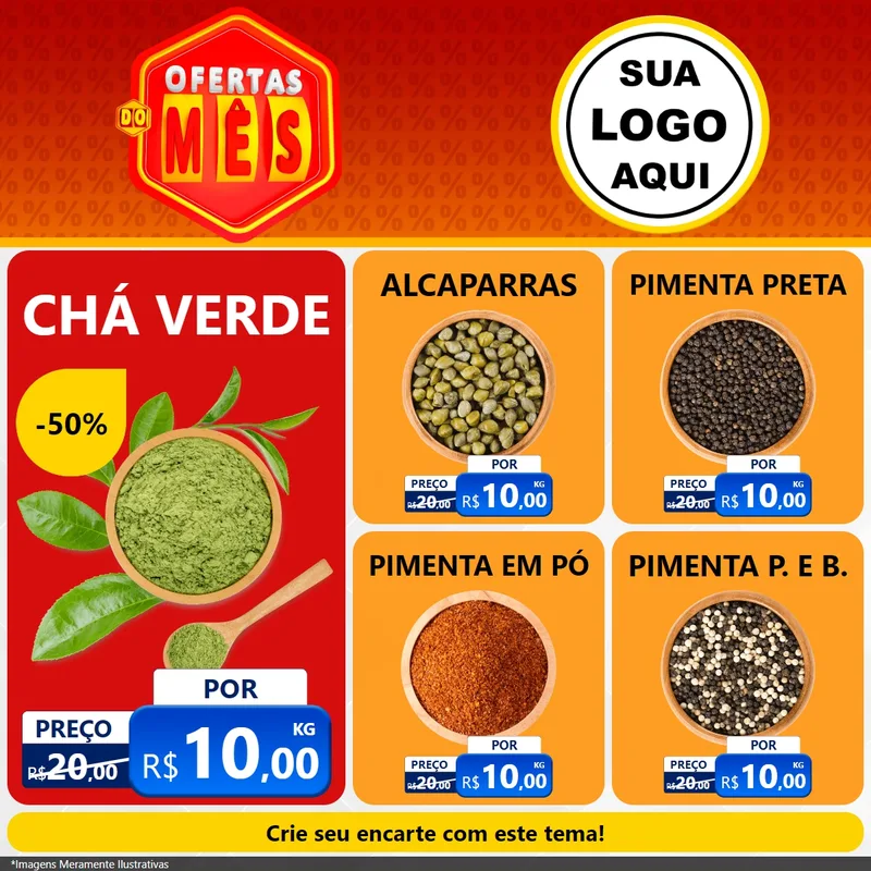 Modelo de Rede Social para Feed Facebook com o tema Ofertas do Mês para Produtos Naturais