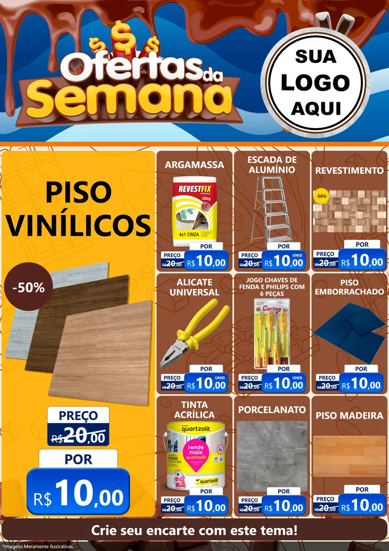 Modelo de Encarte para Encarte A4 Vertical com o tema Ofertas da Semana - Páscoa para Material para Construção