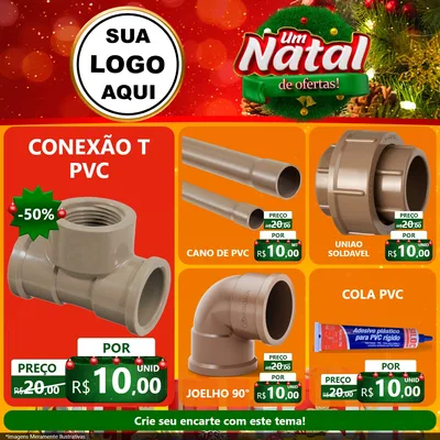 Modelo de Rede Social para Feed Facebook com o tema Um Natal de Ofertas para Tubos e conexões