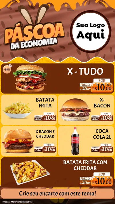Modelo de TV para TV Vertical com o tema Páscoa da Economia para Hamburgueria