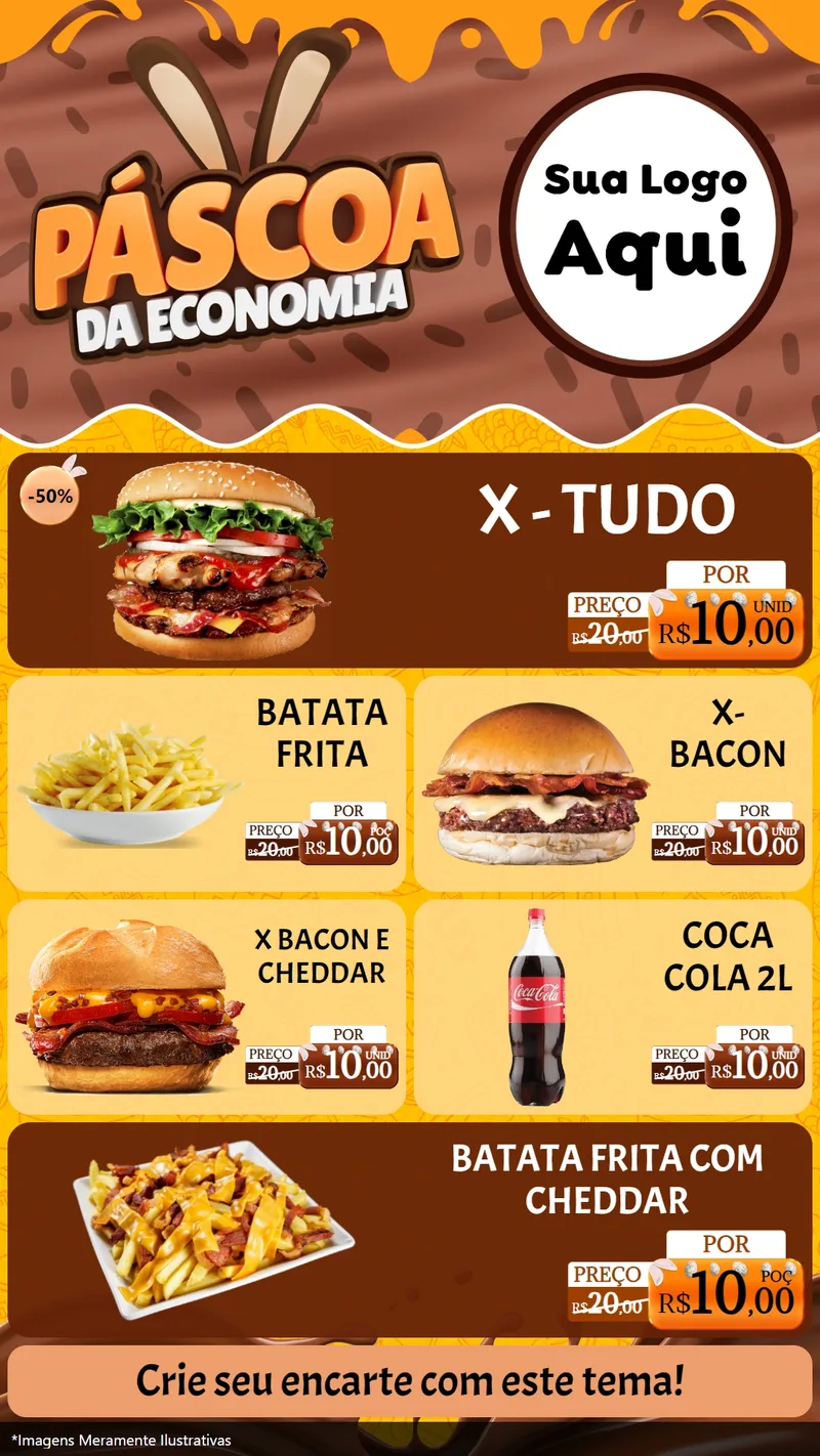 Modelo de TV para TV Vertical com o tema Páscoa da Economia para Hamburgueria