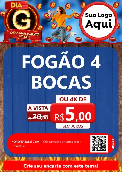 Modelo de Cartaz para Cartaz A4 Vertical com o tema Dia G - O Dia Mais Barato Do Mês para Móveis e Eletro
