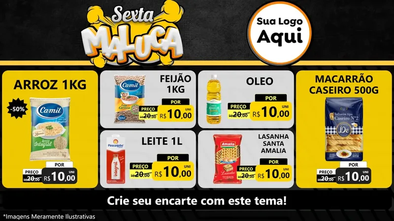 Modelo de TV para TV Horizontal com o tema Sexta Maluca para Supermercado