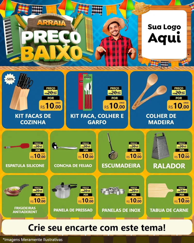 Modelo de Rede Social para Feed Instagram com o tema Arraiá de Preço Baixo - Junina para Utilidades Domésticas