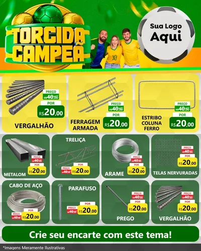 Modelo de Rede Social para Feed Instagram com o tema Torcida Campeã - Copa para Ferragens