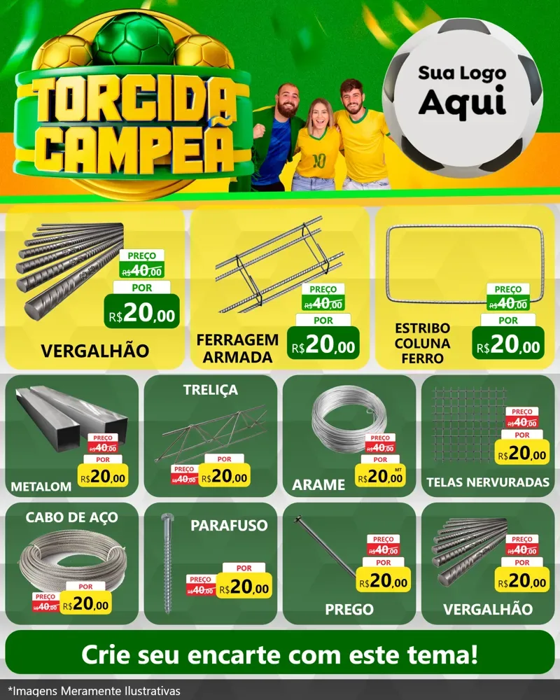 Modelo de Rede Social para Feed Instagram com o tema Torcida Campeã - Copa para Ferragens