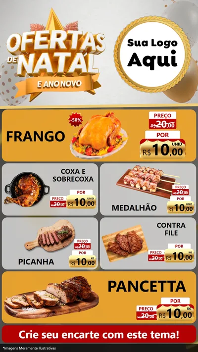 Modelo de TV para TV Vertical com o tema Ofertas De Natal E Ano Novo para Assados