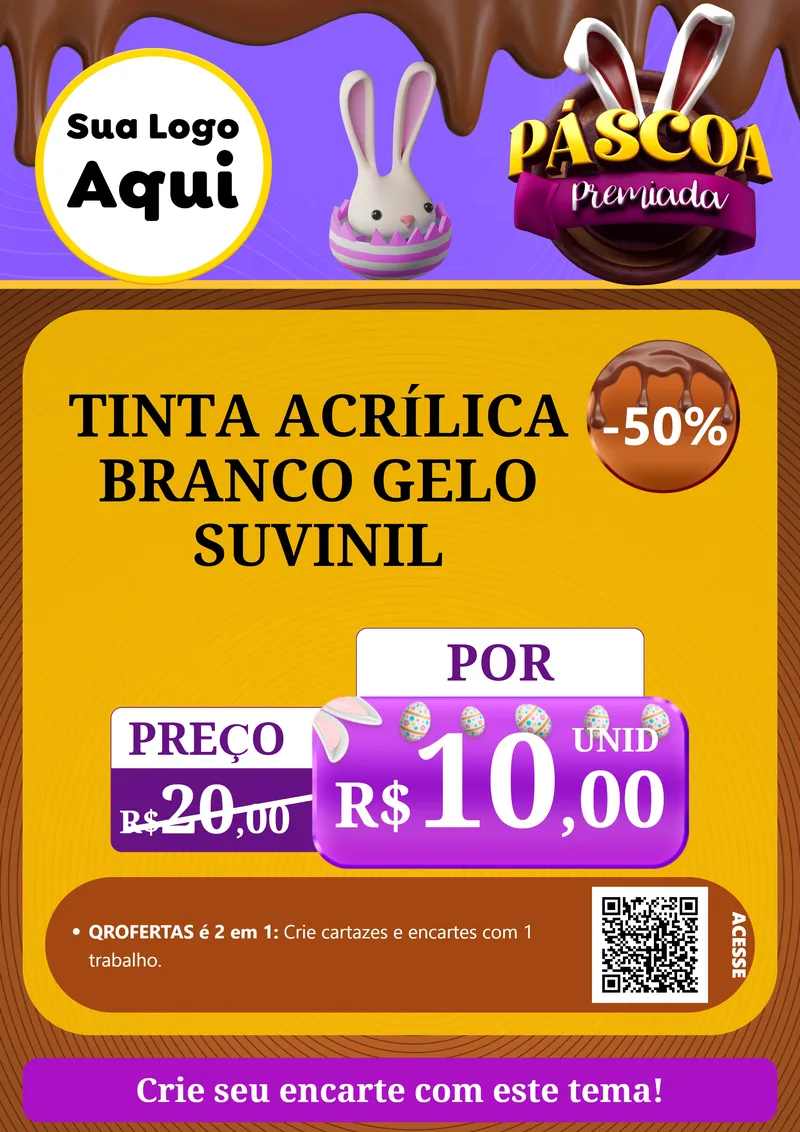 Modelo de Cartaz para Cartaz A4 Vertical com o tema Páscoa Premiada para Tintas e Ferramentas