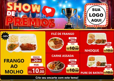 Modelo de Encarte para Encarte A4 Horizontal com o tema Show de Prêmios para Restaurante